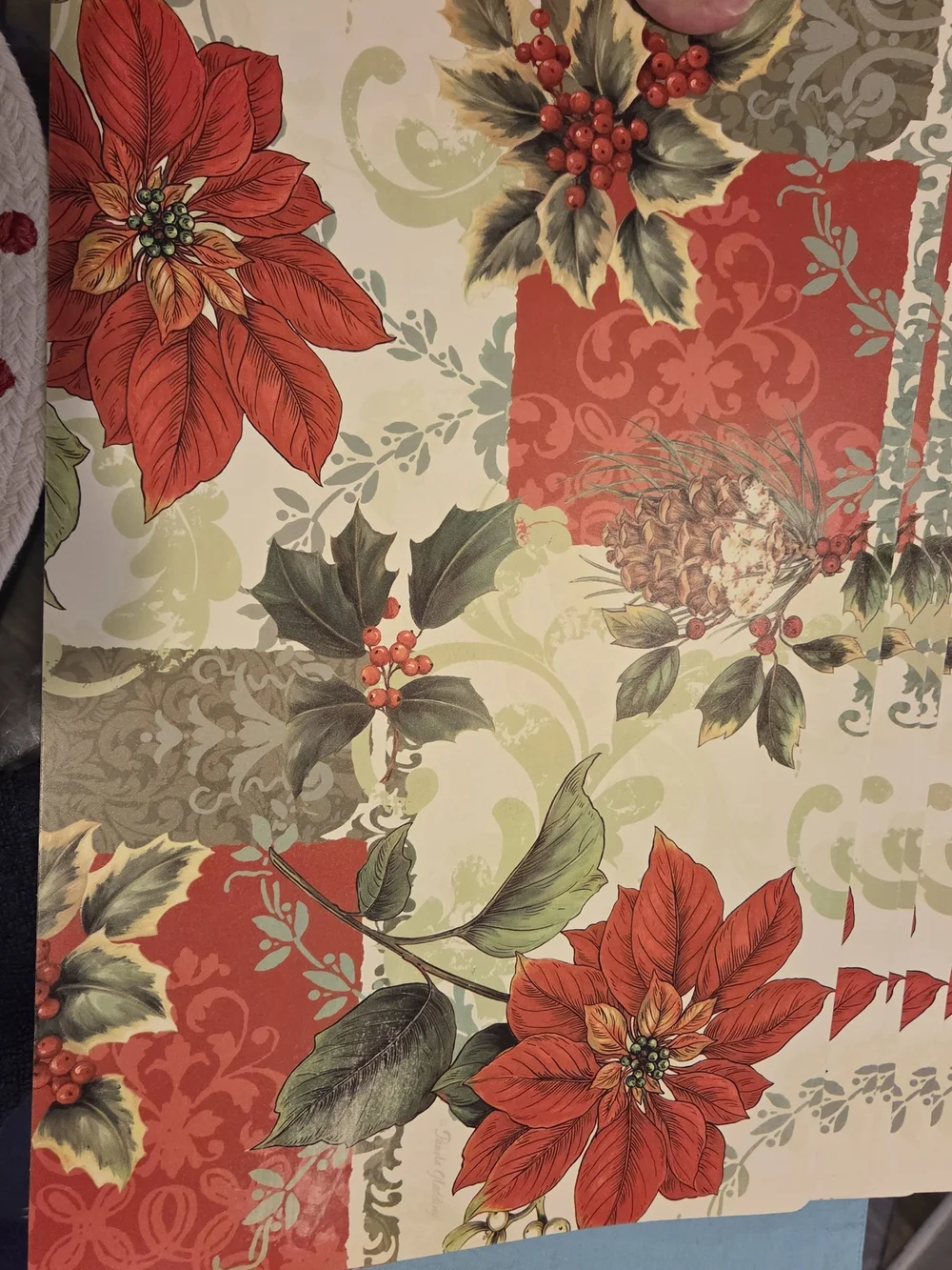 8 Vintage Pamela Gladding Poinsettia Holiday Placemat Double Sided